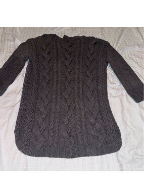 Hand Knit Cabled Three Quarters Sleeve Cardigan - S/M